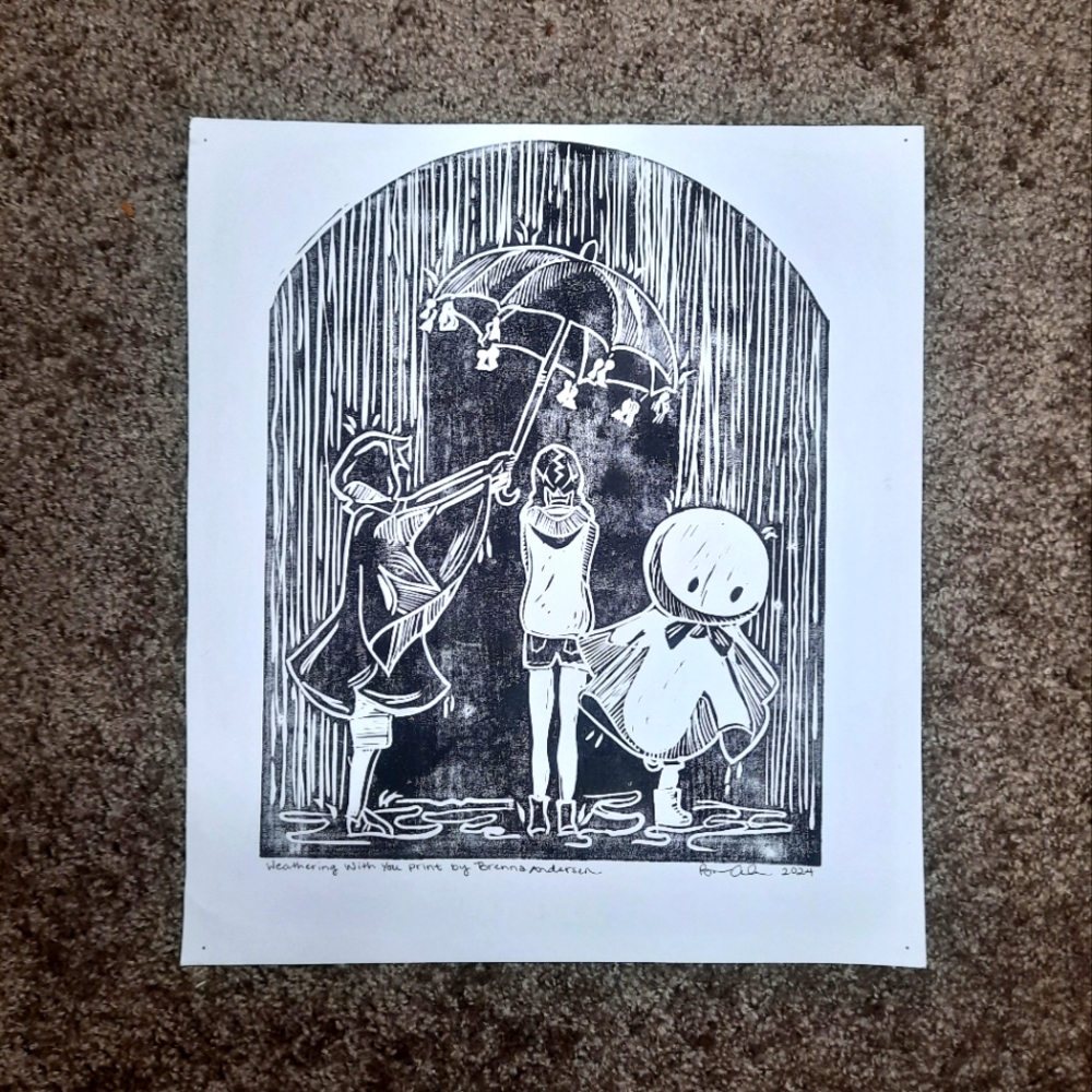 Weathering with You Linocut Print